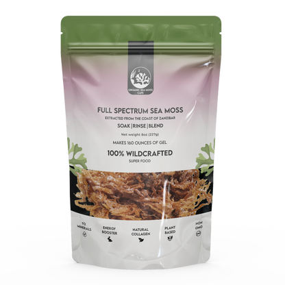 Full Spectrum  Sea Moss Raw Organic|Wildcrafted Sea Moss|100% Irish sea Moss raw Organic|Non-GMO Sun-Dried Mineral-Rich Super Food for Energy Booster/Healthy /Immunity/Digestion/Collagen (8oz)