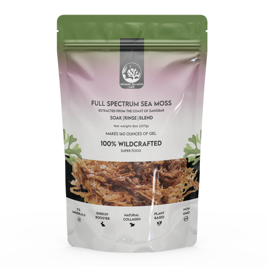 Full Spectrum  Sea Moss Raw Organic|Wildcrafted Sea Moss|100% Irish sea Moss raw Organic|Non-GMO Sun-Dried Mineral-Rich Super Food for Energy Booster/Healthy /Immunity/Digestion/Collagen (8oz)