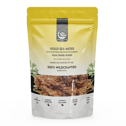 Glold  Sea Moss Raw Organic|Wildcrafted Sea Moss|100% Irish sea Moss raw Organic|Non-GMO Sun-Dried Mineral-Rich Super Food for Energy Booster/Healthy /Immunity/Digestion/Collagen (8oz)