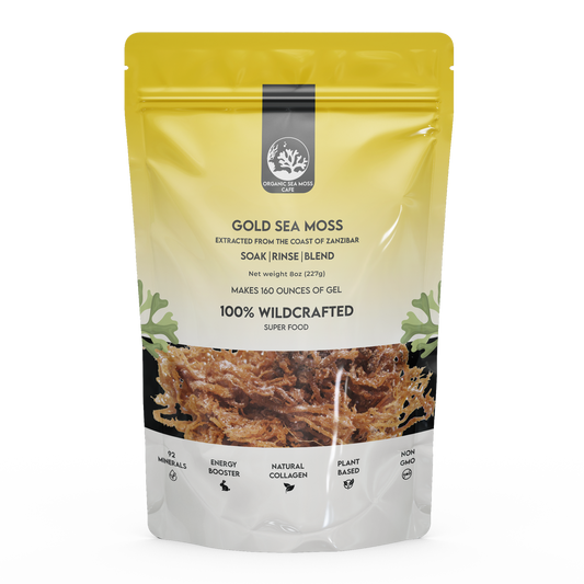 Glold  Sea Moss Raw Organic|Wildcrafted Sea Moss|100% Irish sea Moss raw Organic|Non-GMO Sun-Dried Mineral-Rich Super Food for Energy Booster/Healthy /Immunity/Digestion/Collagen (8oz)